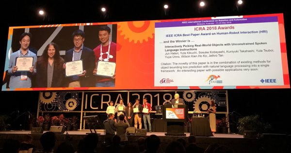 Preferred Networks received the Best Paper Award on Human-Robot Interaction in ICRA 2018.